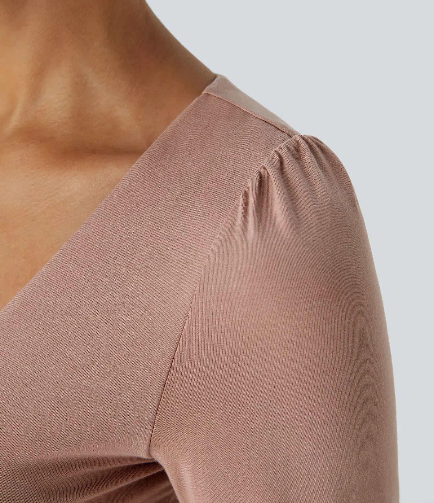 Body Work Button V-Neck Long Sleeves