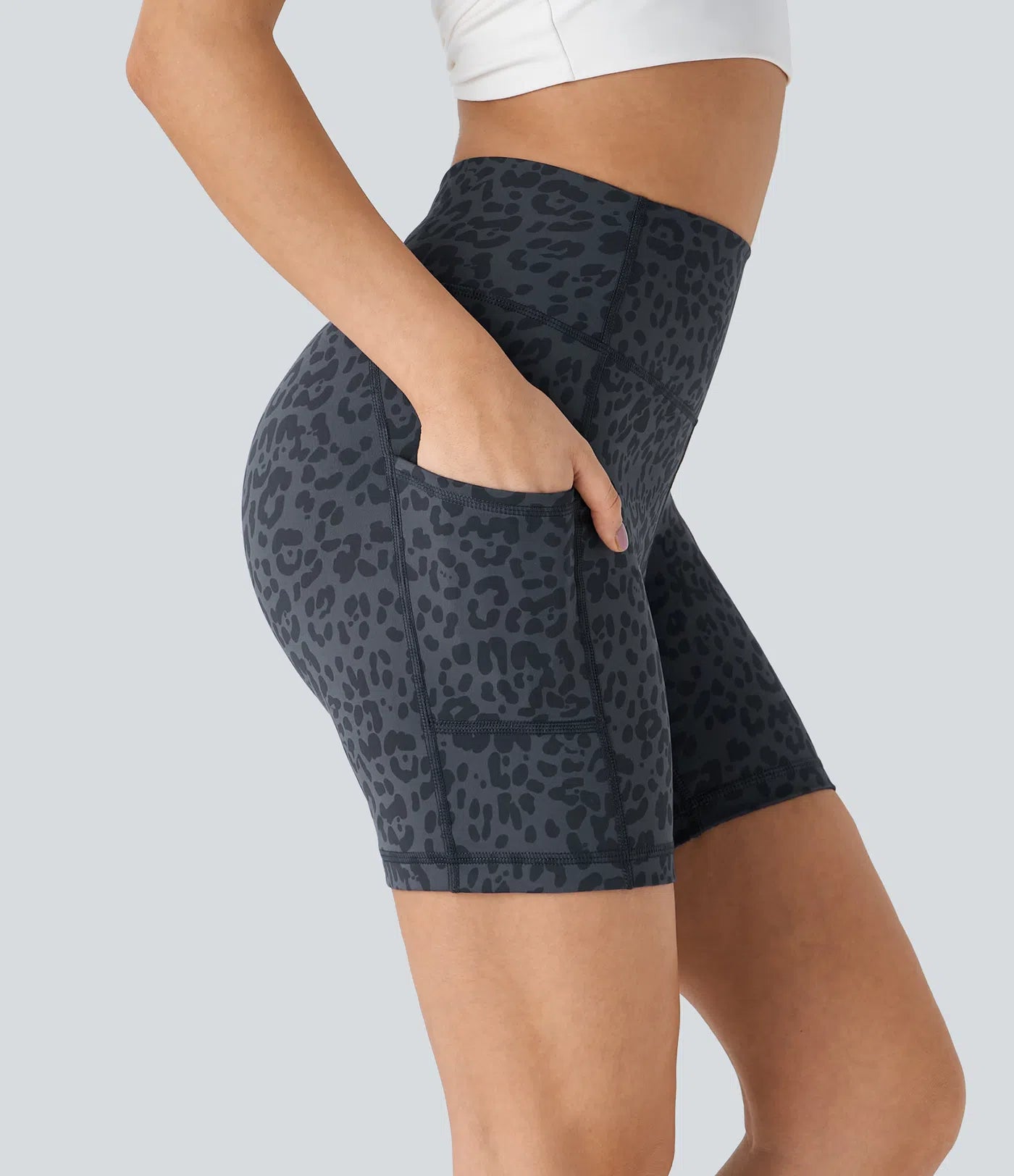 High Waisted Yoga Biker Shorts with Side Pockets