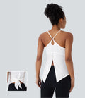 Crisscross Straps Backless Yoga Tank Top with Slit