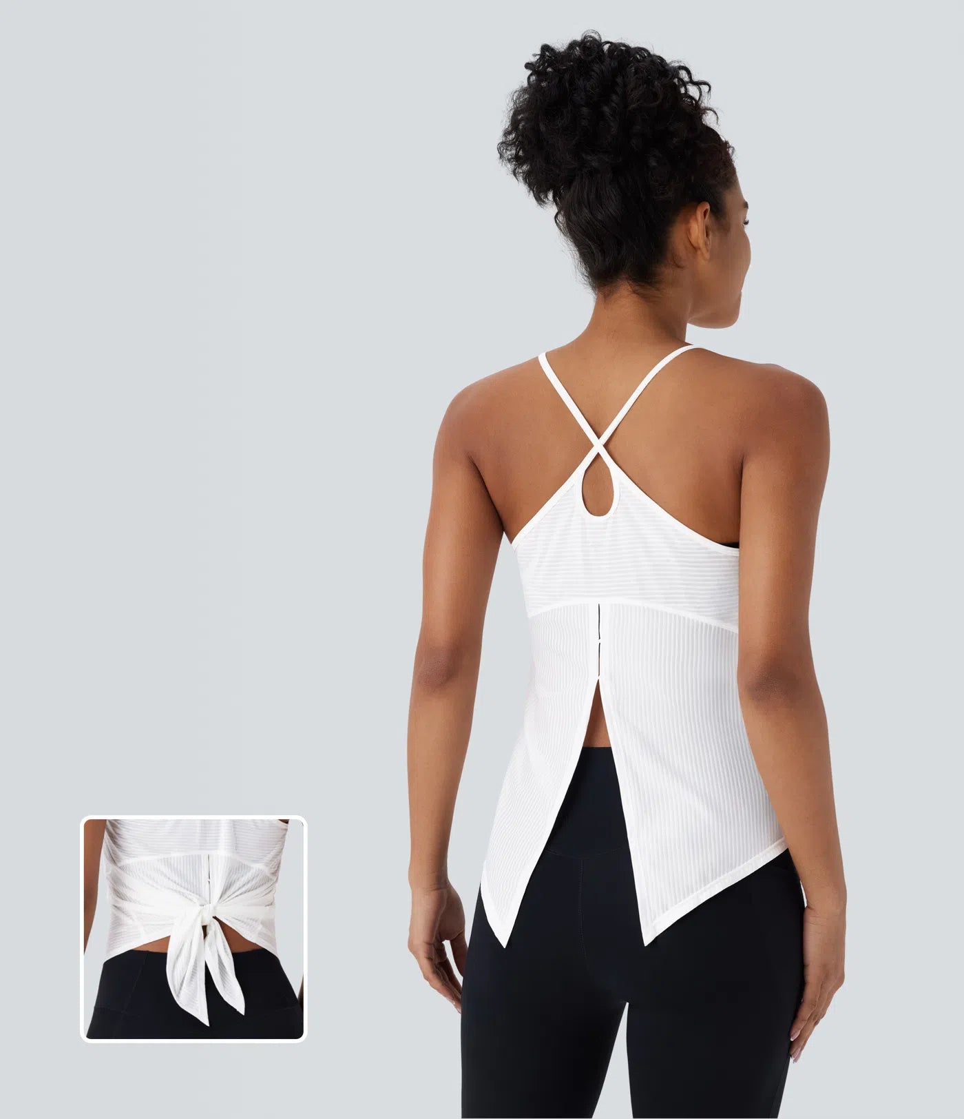 Crisscross Straps Backless Yoga Tank Top with Slit