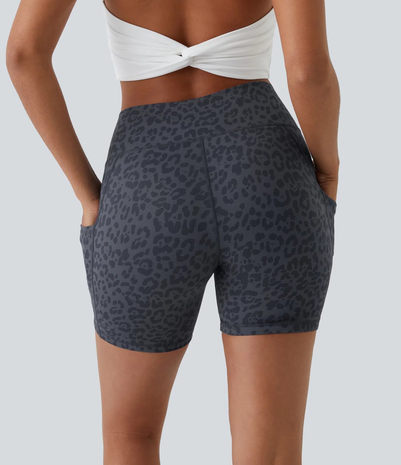 High Waisted Yoga Biker Shorts with Side Pockets