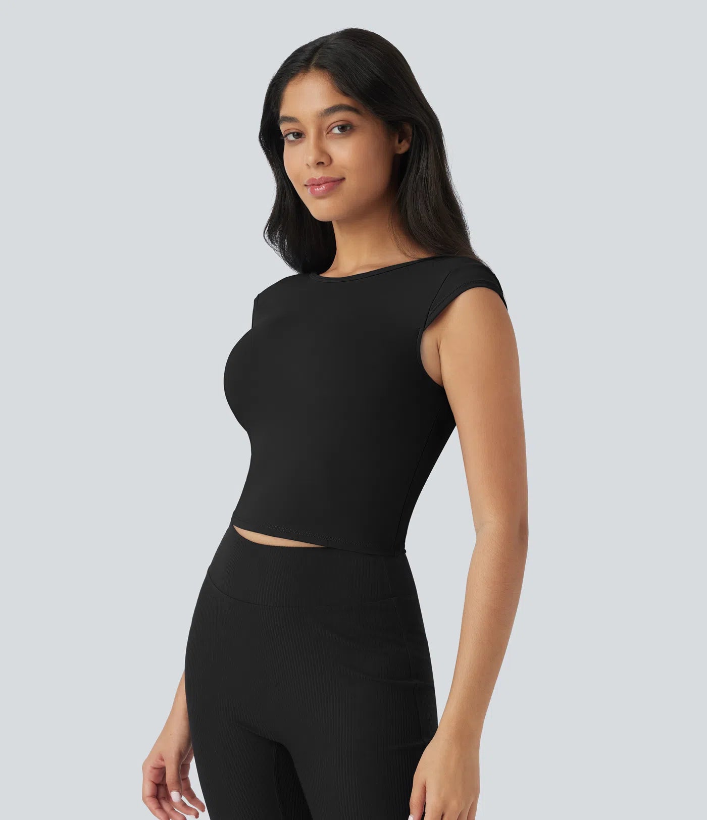 Softlyzero™ Casual Boat Neck Short Sleeve Backless Cropped T-Shirt - UPF50+