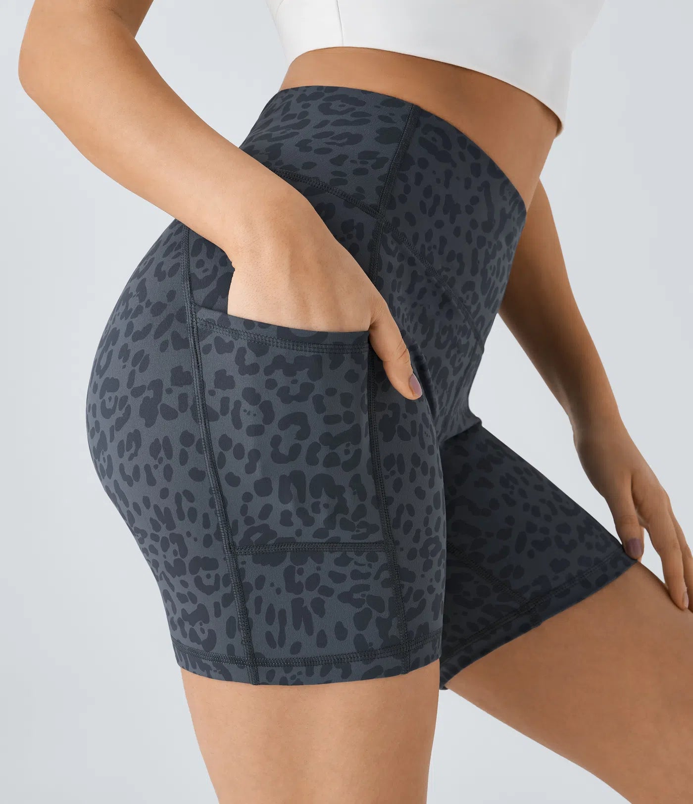 High Waisted Yoga Biker Shorts with Side Pockets