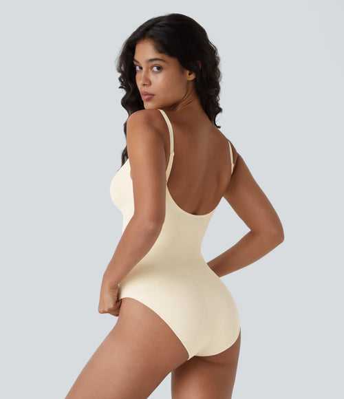 Seamless Relaxation Sculpting Bodysuit with Adjustable Straps, Backless, Tummy Control and Snap Closure