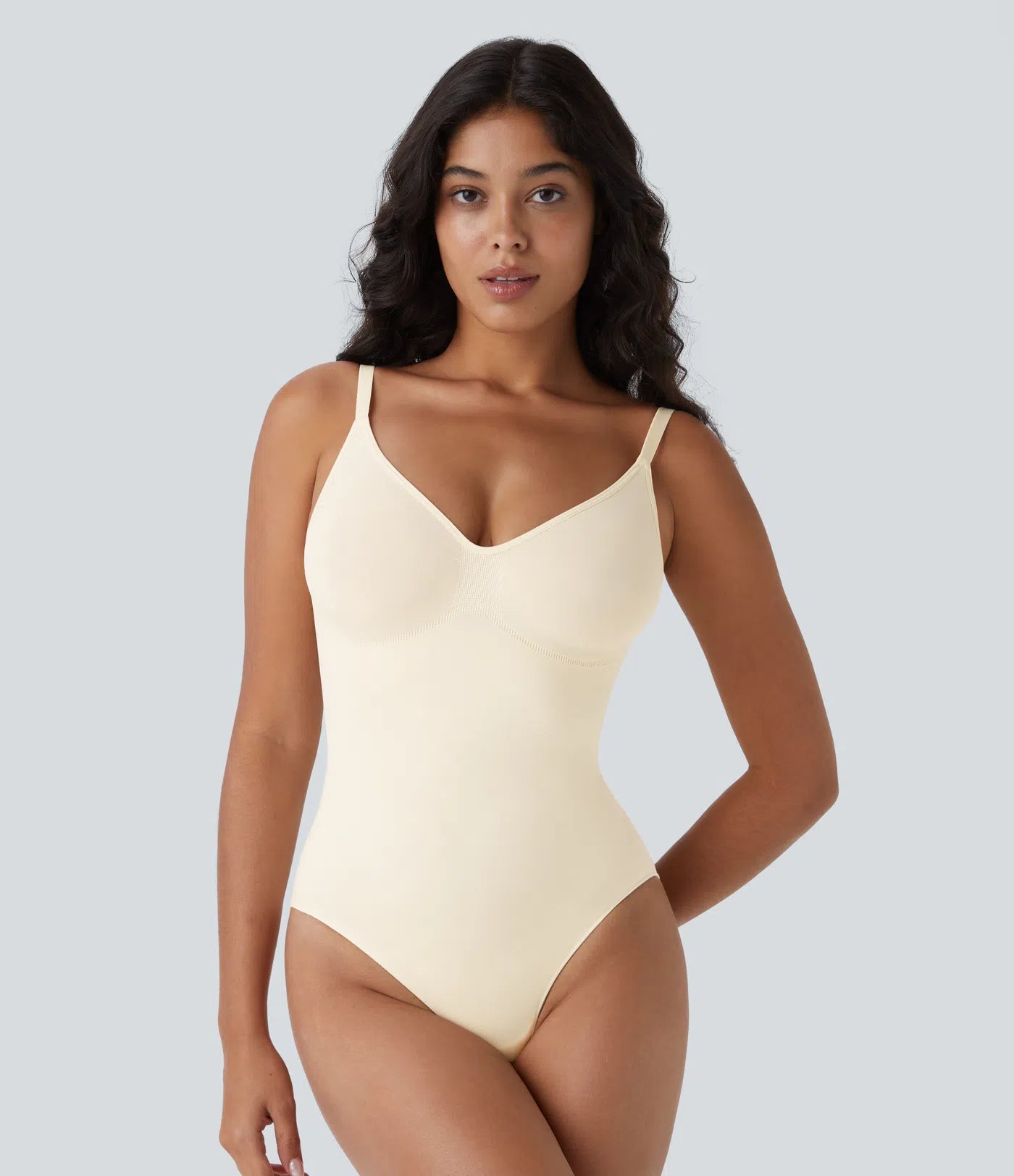Seamless Relaxation Sculpting Bodysuit with Adjustable Straps, Backless, Tummy Control and Snap Closure