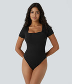 Seamless Bodysuit - Square Neck &amp; Short Sleeves