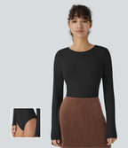 Casual Round Neck Long Sleeve Button Up Bodysuit