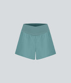 Breezeful™ 10cm Yoga Shorts Quick Dry 2 in 1 High Waist Cross Side Pockets