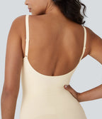 Seamless Relaxation Sculpting Bodysuit with Adjustable Straps, Backless, Tummy Control and Snap Closure