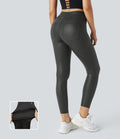 High Waist Faux Leather Work Leggings Side Back Pocket