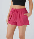 2-in-1 Mid-Rise Yoga Shorts with Drawstring and Side Pockets