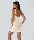 Seamless sculpting bodysuit with second skin effect, adjustable straps, open back, flat stomach effect and push-up buttocks