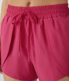 2-in-1 Mid-Rise Yoga Shorts with Drawstring and Side Pockets