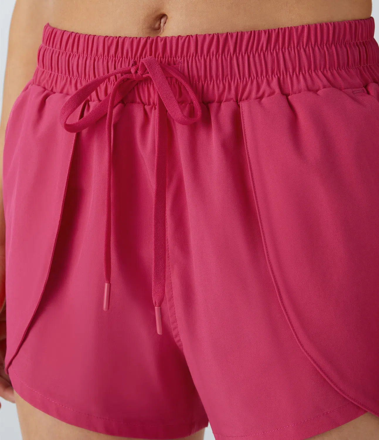 2-in-1 Mid-Rise Yoga Shorts with Drawstring and Side Pockets