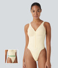Flow seamless shaping bodysuit with adjustable straps and zip