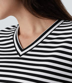 Relaxed fit striped V-neck work t-shirt