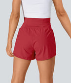 2.5' Yoga 2 in 1 Super High Waist Shorts Back Pockets Hidden Side Pockets
