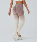 High waisted gradient running leggings transparent flow