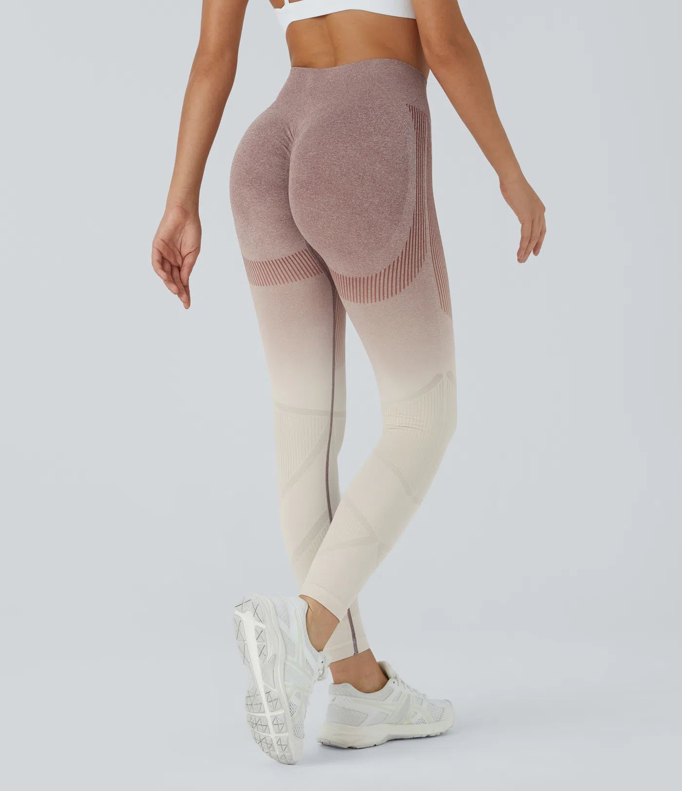 High waisted gradient running leggings transparent flow