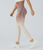 High waisted gradient running leggings transparent flow