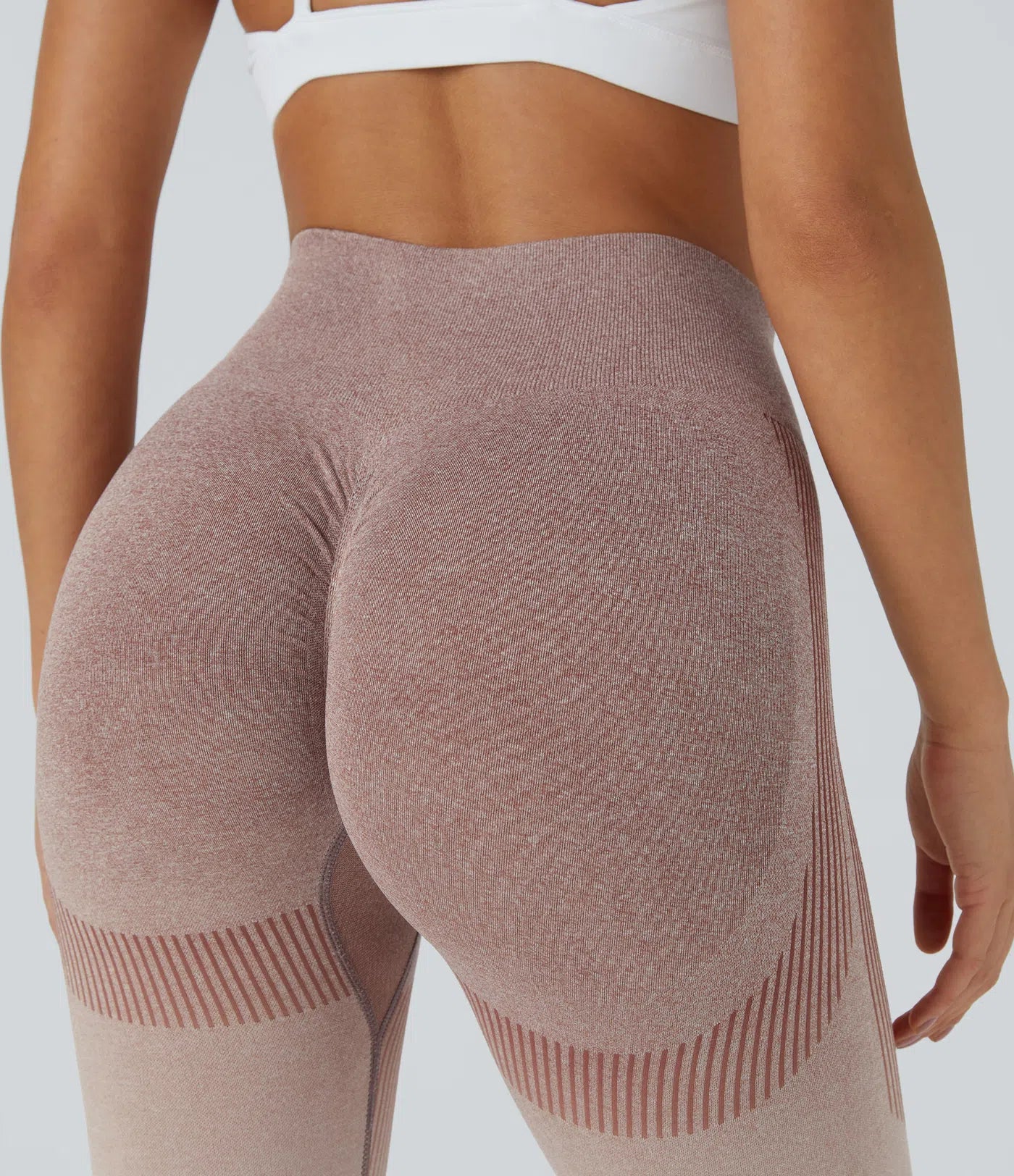 High waisted gradient running leggings transparent flow