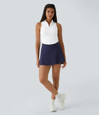 Sleeveless Cropped Tank Top with Stand Collar and Front Zipper