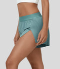 Breezeful™ Quick Dry Running Shorts Mid Rise with Pleated Split Hem 2 in 1