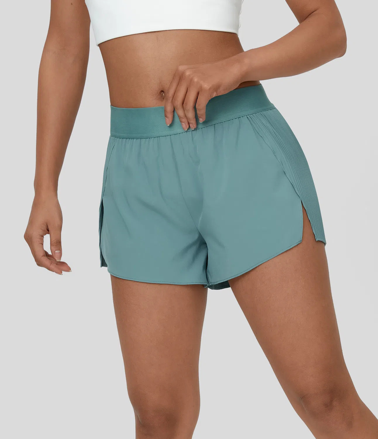 Breezeful™ Quick Dry Running Shorts Mid Rise with Pleated Split Hem 2 in 1