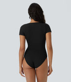 Seamless Bodysuit - Square Neck &amp; Short Sleeves