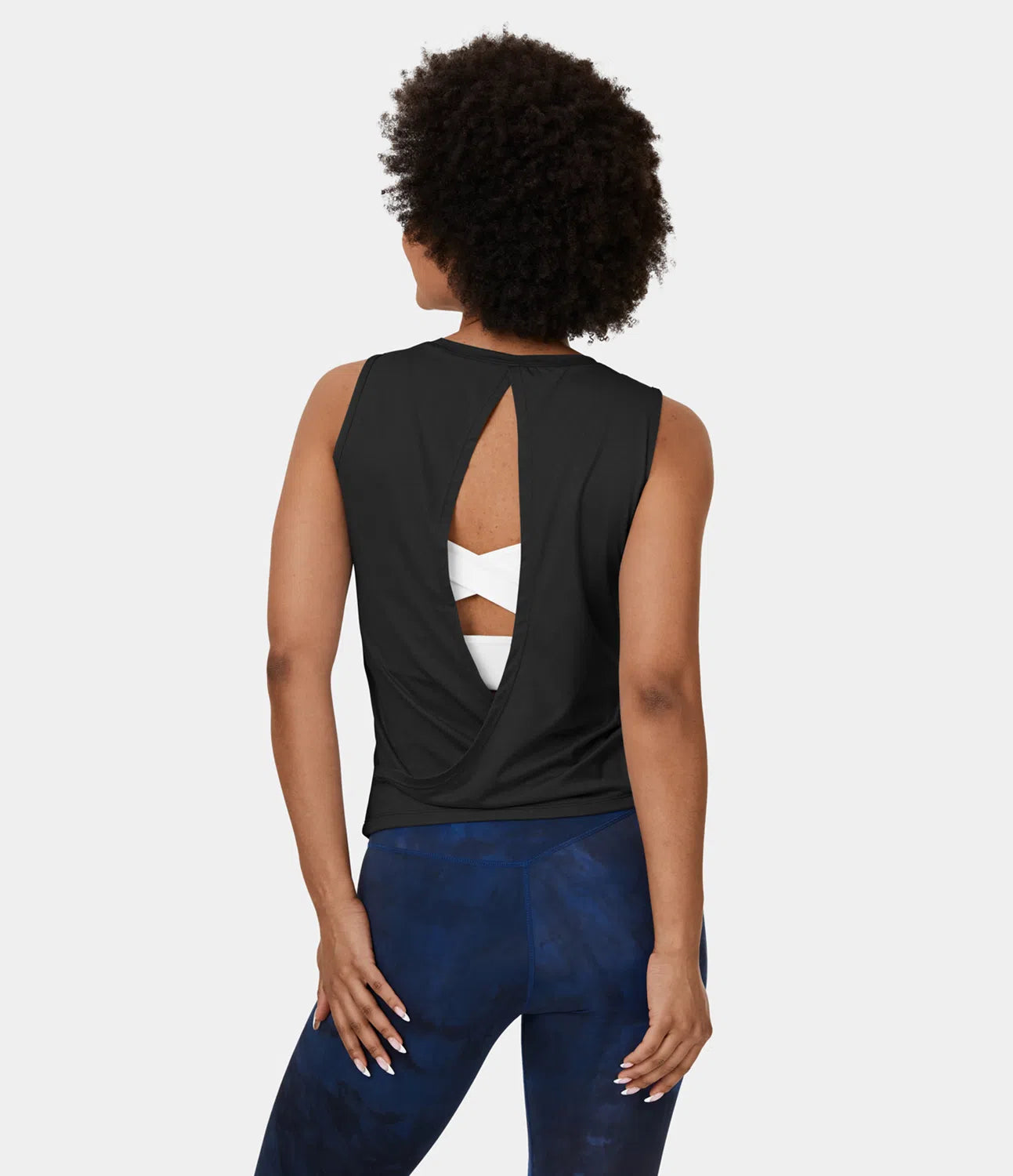 Cross Cutout Crew Neck Yoga Tank Top