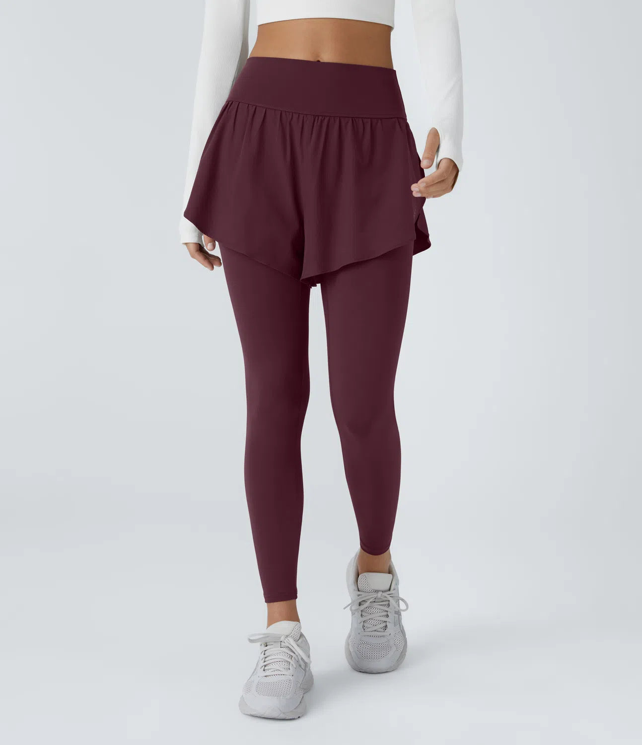 Breezeful™ 7/8 Quick Dry High Waisted 2-in-1 Workout Leggings with Reflective Dots and Side Pocket