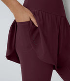 Breezeful™ 7/8 Quick Dry High Waisted 2-in-1 Workout Leggings with Reflective Dots and Side Pocket