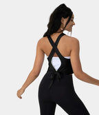 Plain Backless Tank Top with Crisscross Ties and Cool Touch