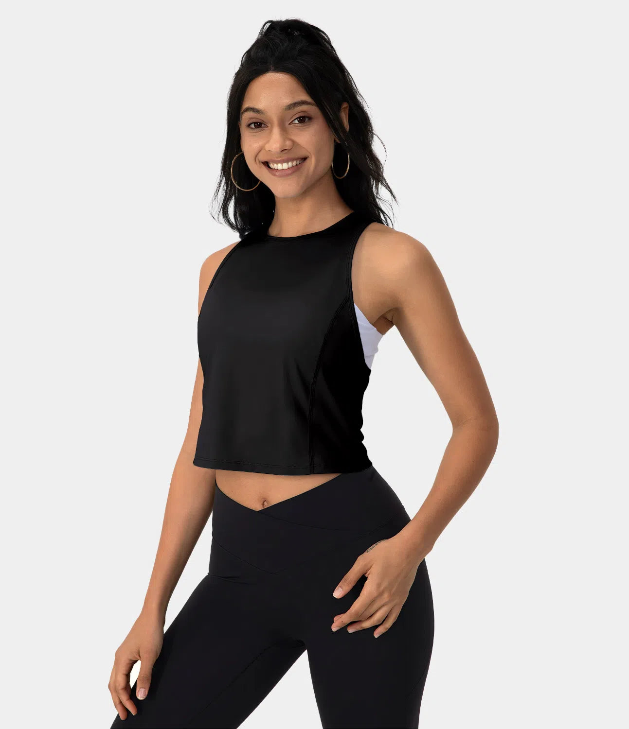 Plain Backless Tank Top with Crisscross Ties and Cool Touch