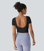 Backless Yoga Jumpsuit with Cutout and U-Neckline
