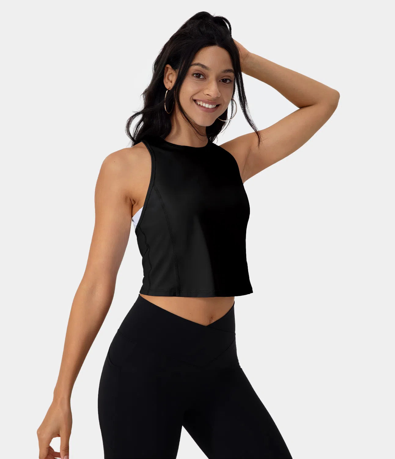 Plain Backless Tank Top with Crisscross Ties and Cool Touch