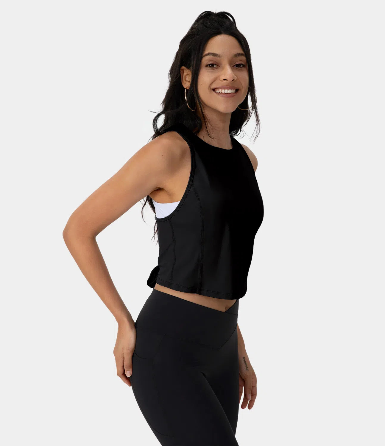 Plain Backless Tank Top with Crisscross Ties and Cool Touch