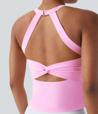 Softlyzero™ Plush Open Back Yoga Tank Top with Cutout and Twist