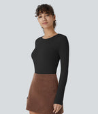 Casual Round Neck Long Sleeve Button Up Bodysuit