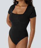 Seamless Bodysuit - Square Neck &amp; Short Sleeves