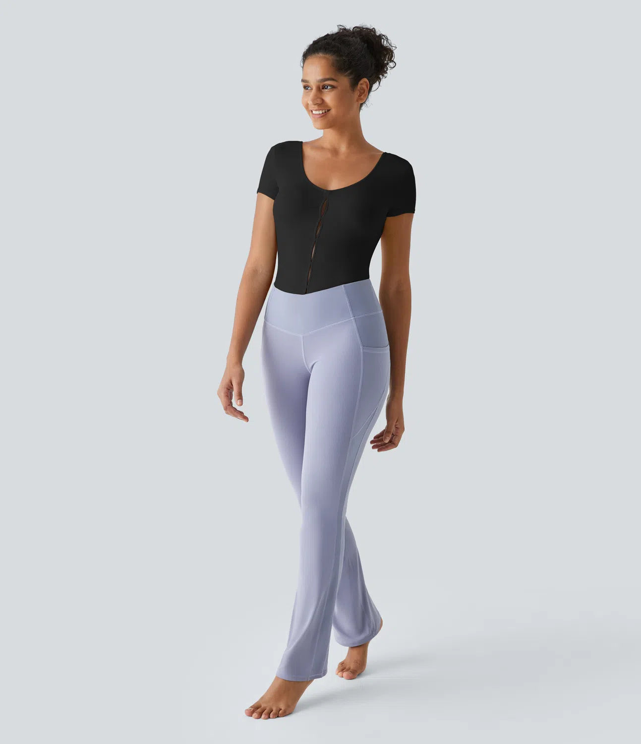 Backless Yoga Jumpsuit with Cutout and U-Neckline