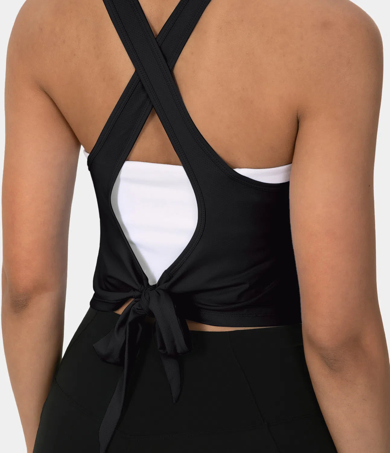 Plain Backless Tank Top with Crisscross Ties and Cool Touch