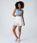 2-in-1 High Waisted Sport Shorts with Snaps and Color Block