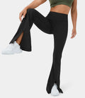 HaloTek Eco™ Plush High Waisted Yoga Leggings with Split Hem and Super Flare