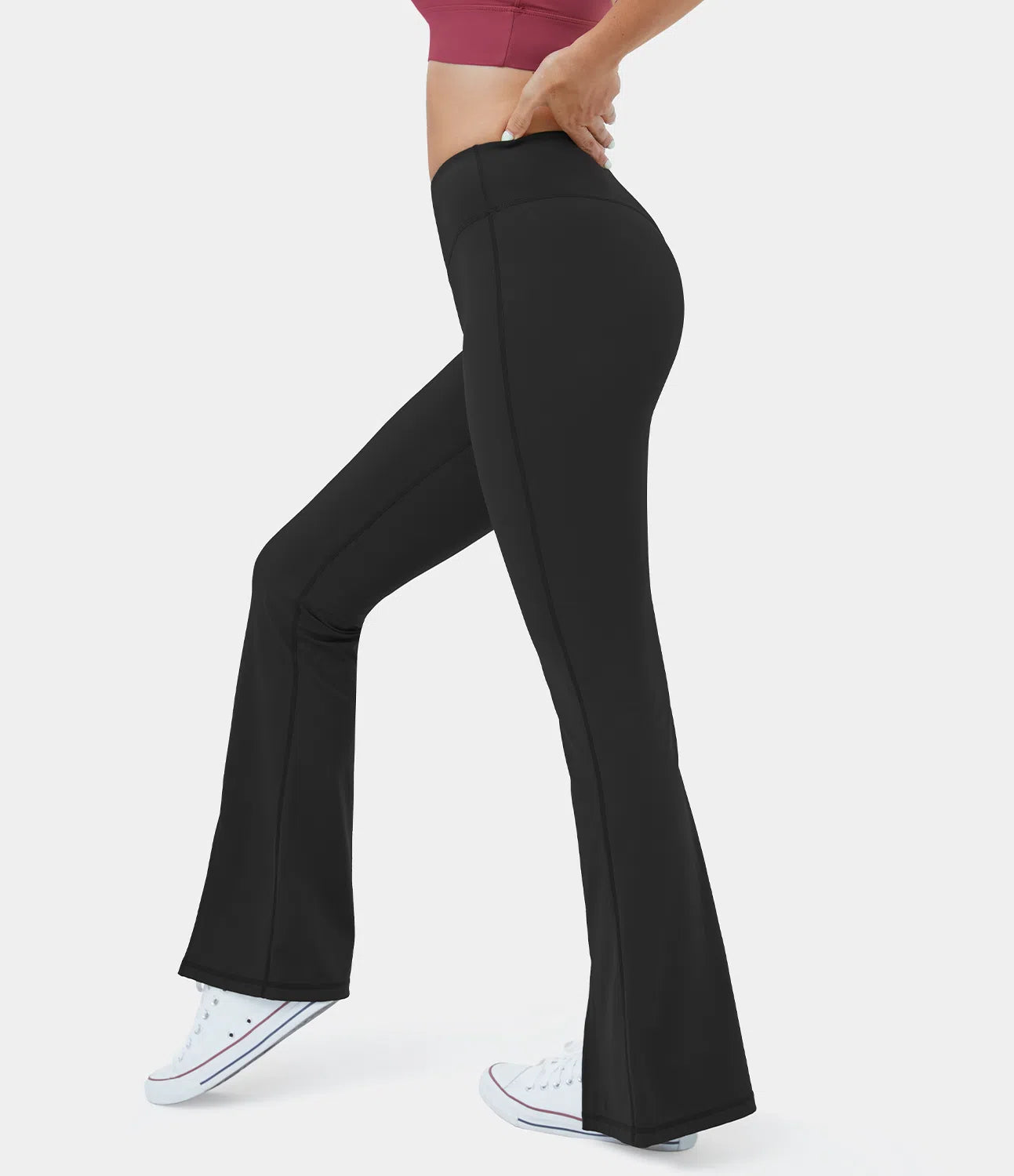 HaloTek Eco™ Plush High Waisted Yoga Leggings with Split Hem and Super Flare