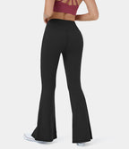 HaloTek Eco™ Plush High Waisted Yoga Leggings with Split Hem and Super Flare
