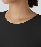 Casual Round Neck Long Sleeve Button Up Bodysuit