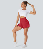 2.5' Yoga 2 in 1 Super High Waist Shorts Back Pockets Hidden Side Pockets
