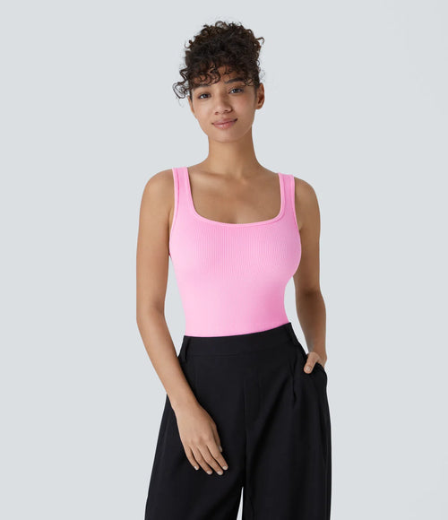Seamless square neck backless bodysuit