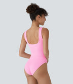 Seamless square neck backless bodysuit